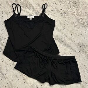 In Bloom Lace Sleepwear Set black small tanktop boy shorts lace intimate pajamas